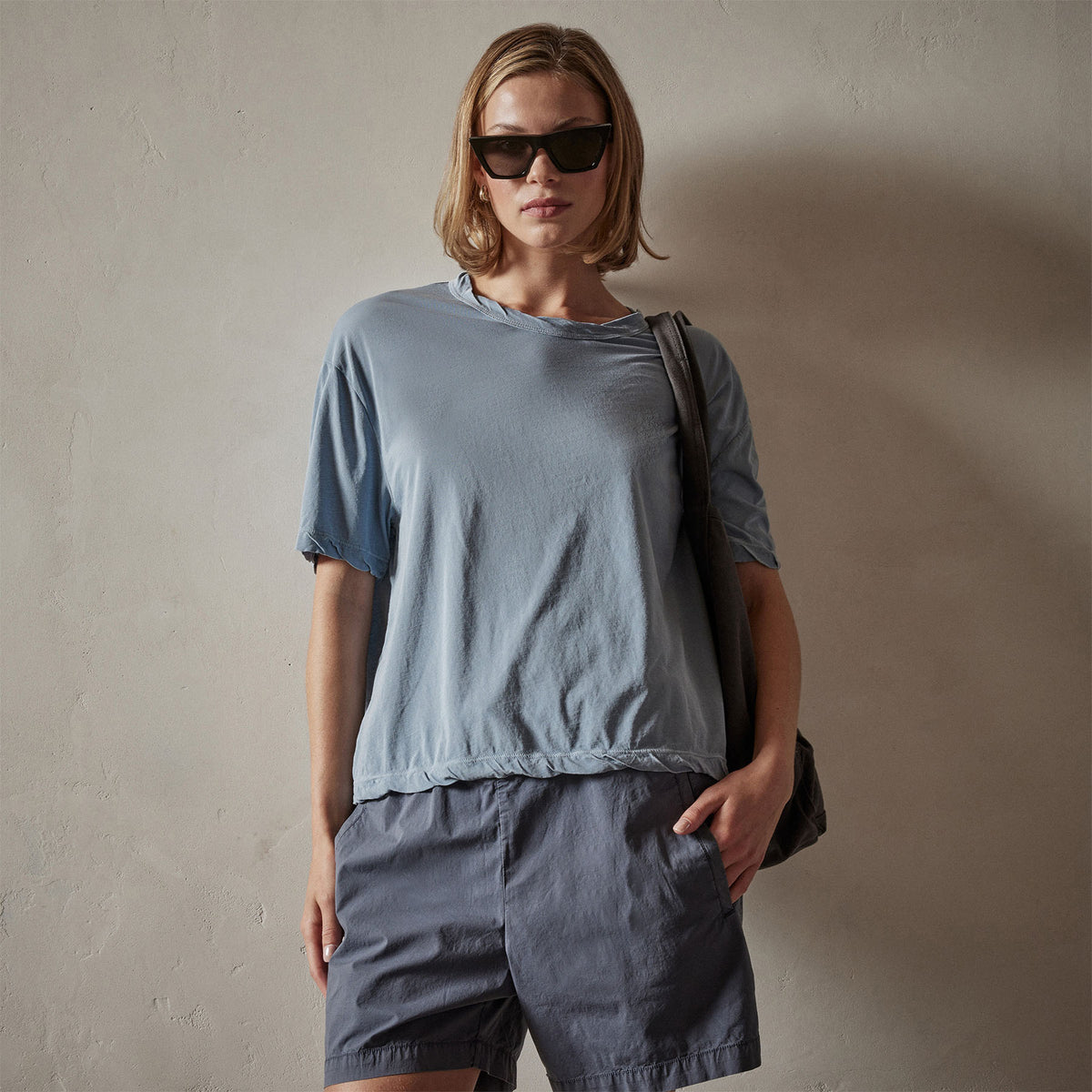 High Gauge Oversized Tee in Bluestone Pigment | James Perse Los Angeles