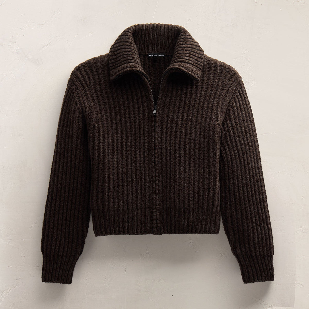 Recycled Cashmere Zip Funnel Neck in Kona/Black | James Perse Los Angeles