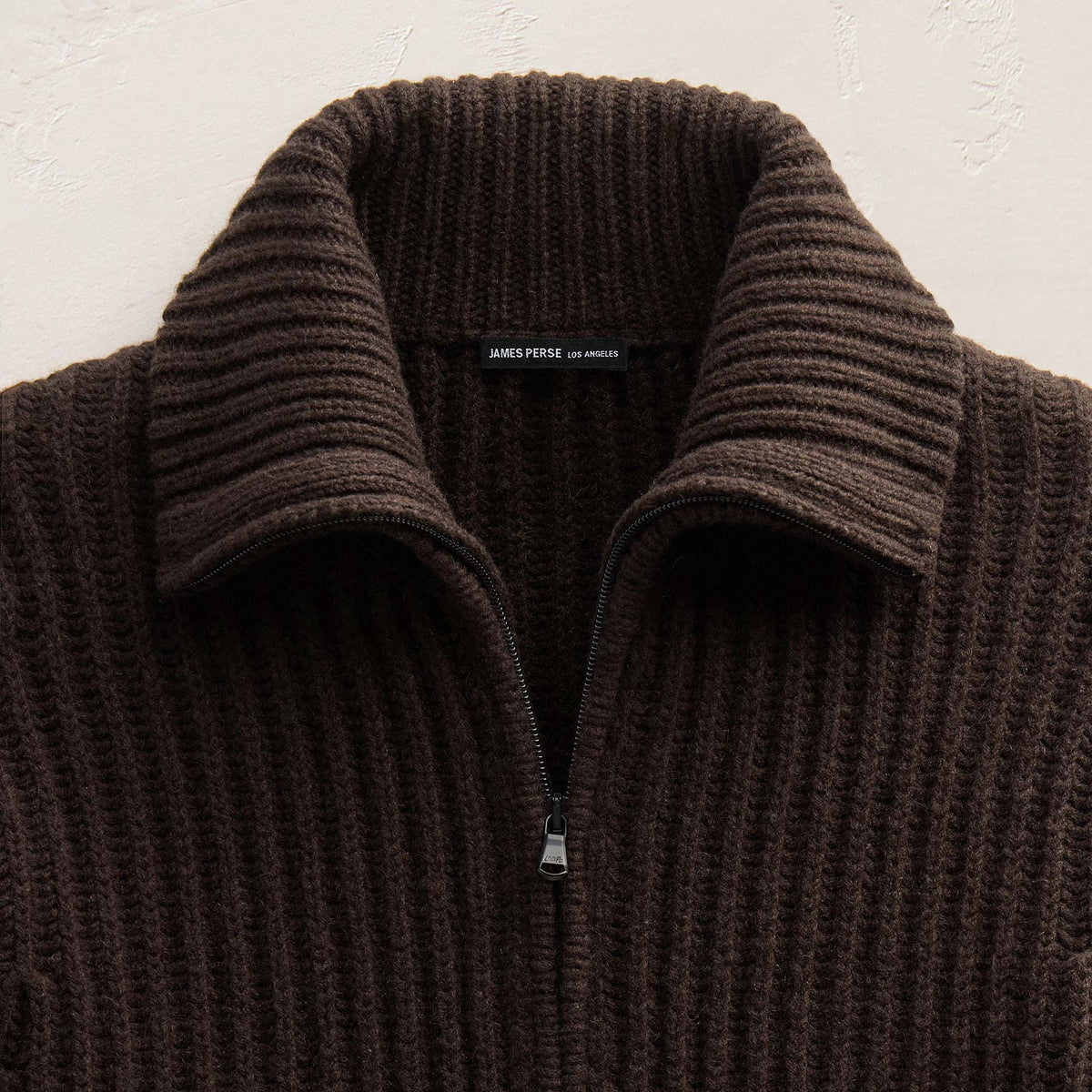 Recycled Cashmere Zip Funnel Neck in Kona/Black | James Perse Los Angeles