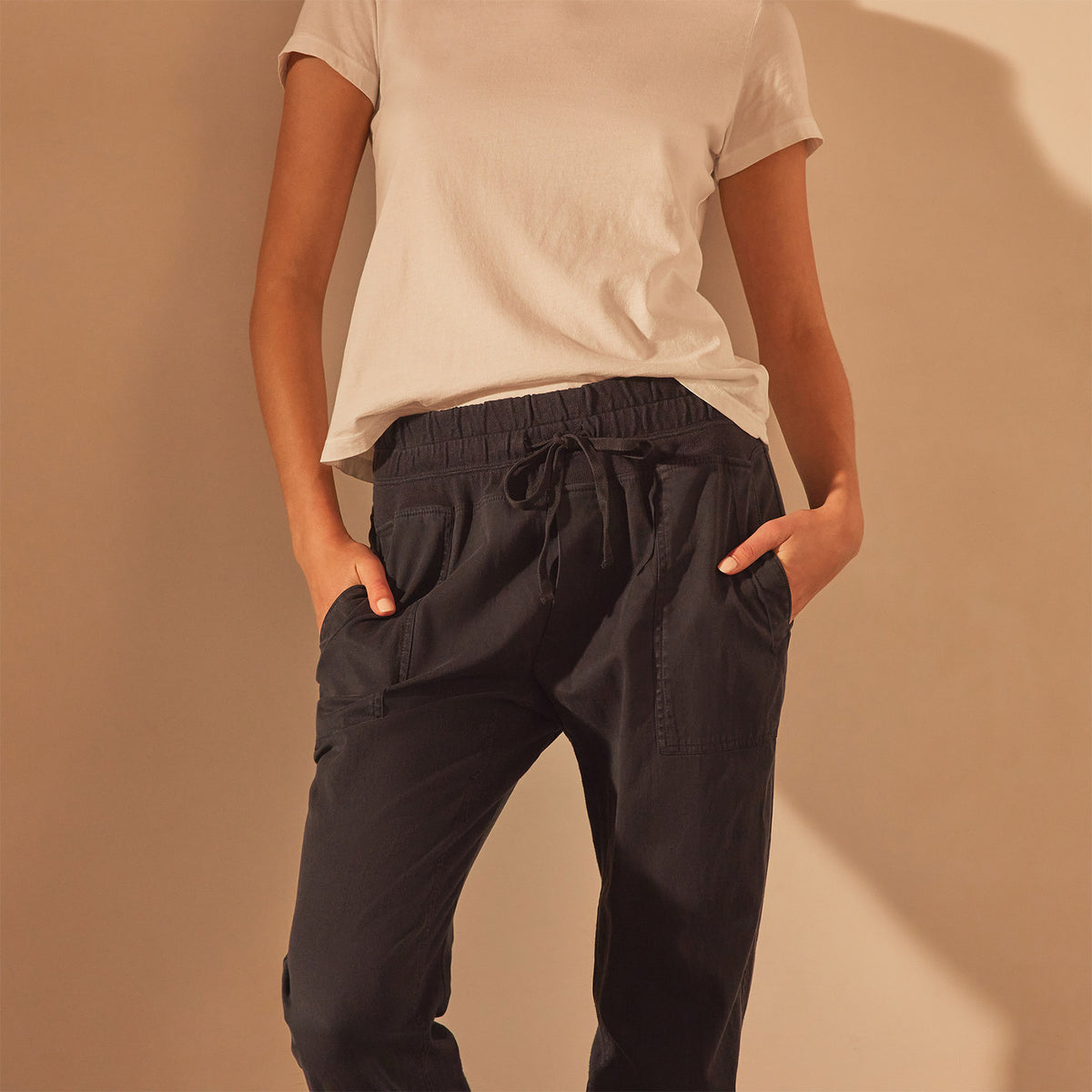 Mixed Media Pant in French Navy | James Perse Los Angeles