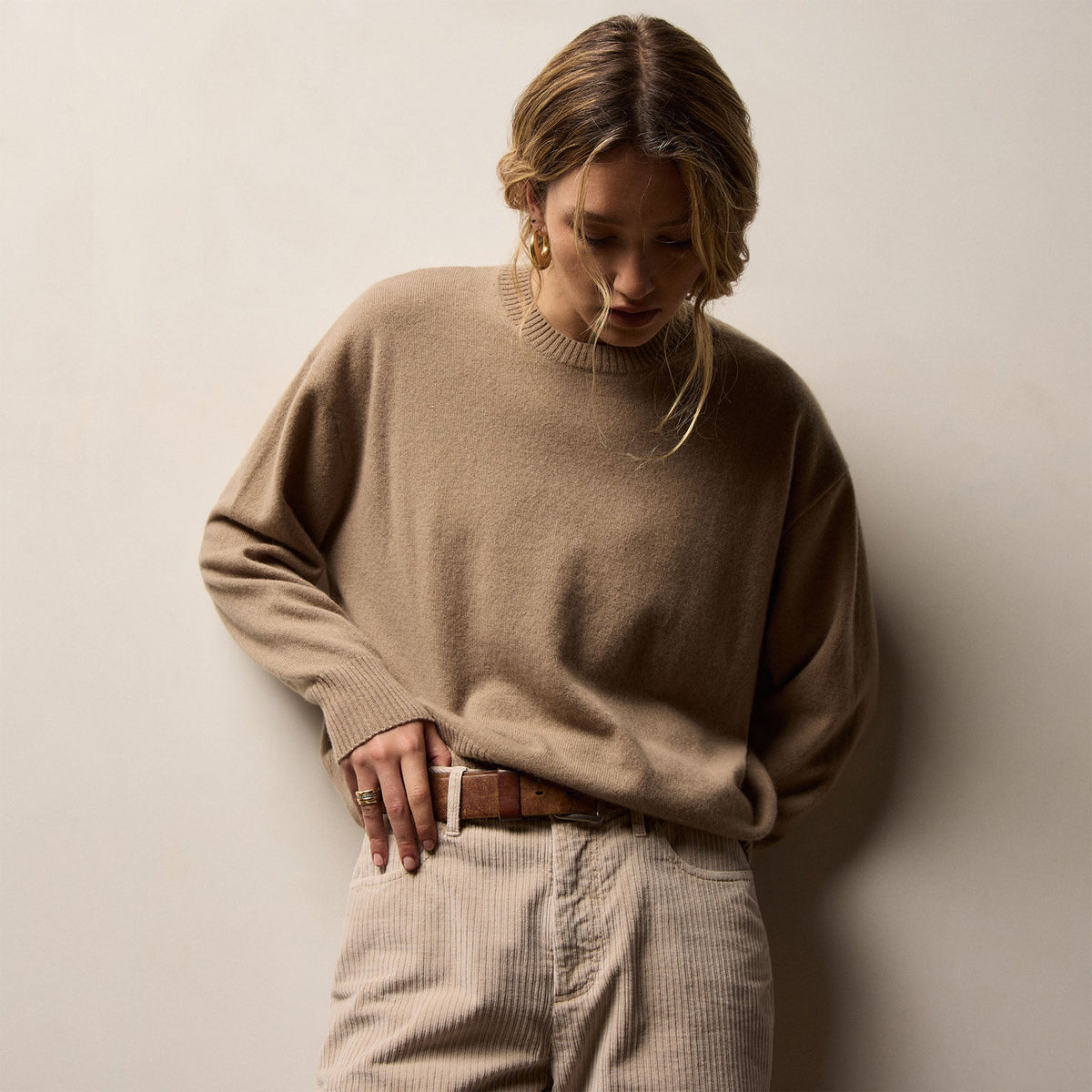 Spun Cashmere Crew Neck in Coffee | James Perse Los Angeles
