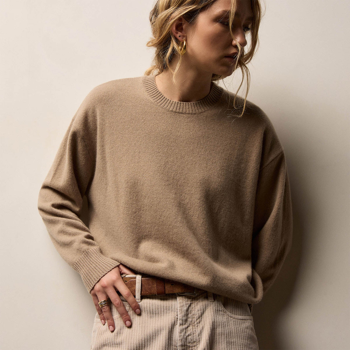 Spun Cashmere Crew Neck in Coffee | James Perse Los Angeles