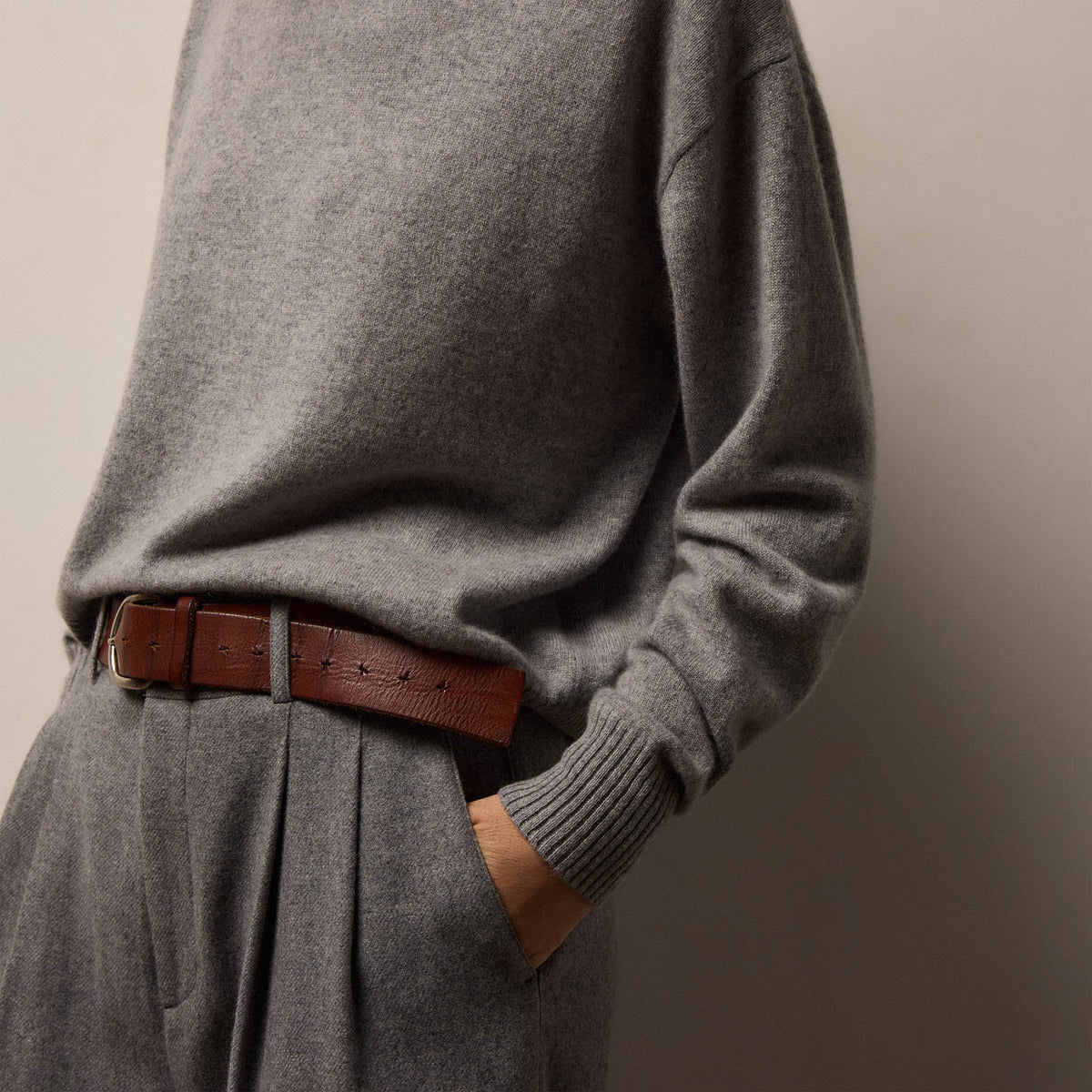 Spun Cashmere Funnel Neck in Heather Grey | James Perse Los Angeles