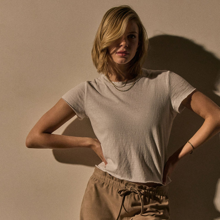 Slub Jersey Shrunken Tee in White | James Perse Los Angeles