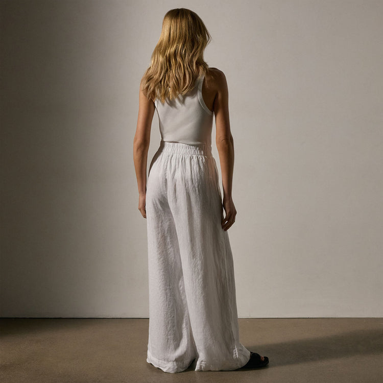 Lightweight Linen Wide Leg Pant in White | James Perse Los Angeles