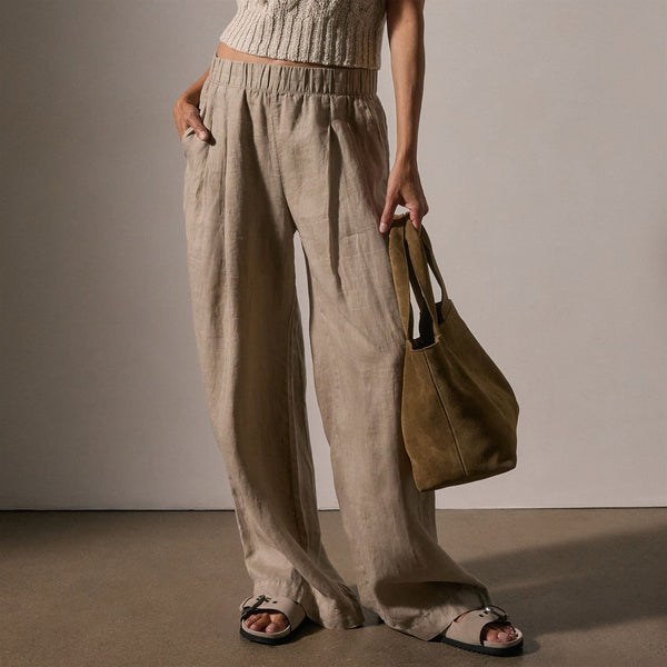Lightweight Linen Elastic Pant in Overcast Pigment | James Perse Los Angeles