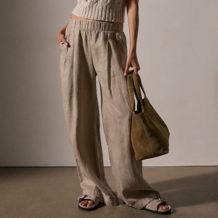 Lightweight Linen Elastic Pant in Overcast Pigment | James Perse Los Angeles