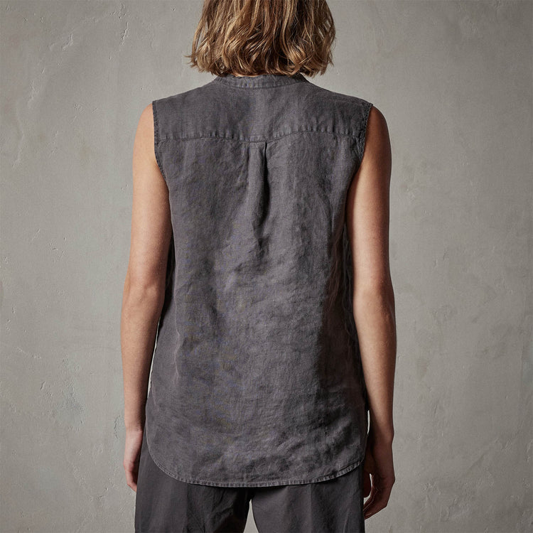 Double Dye Sleeveless Linen Shirt in Magma Pigment | James Perse Los Angeles