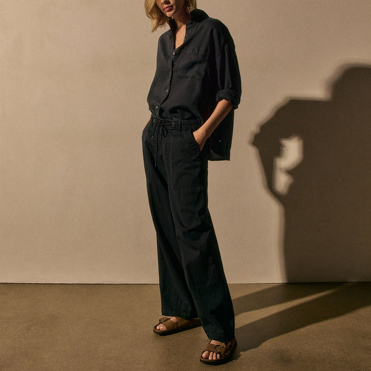 Linen Oversized Shirt in Classic Navy | James Perse Los Angeles