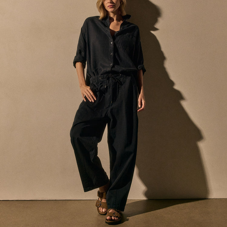 Linen Oversized Shirt in Classic Navy | James Perse Los Angeles