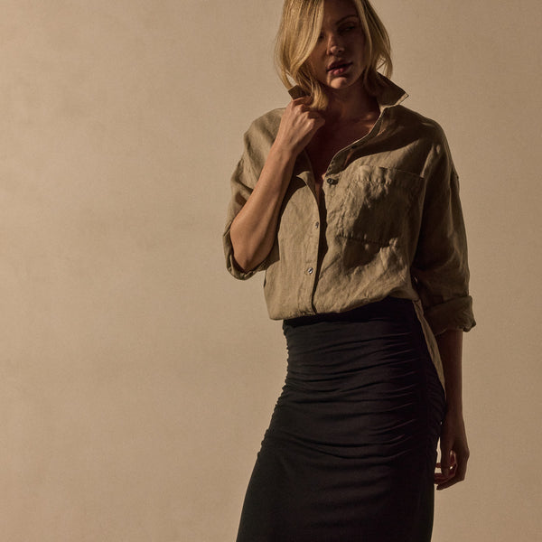 Linen Oversized Shirt in Overcast Pigment | James Perse Los Angeles