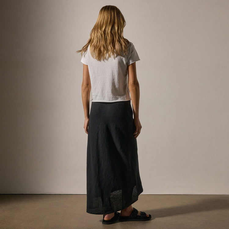 High Low Linen Skirt in Black | James Perse Los Angeles