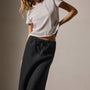 High Low Linen Skirt in Black | James Perse Los Angeles