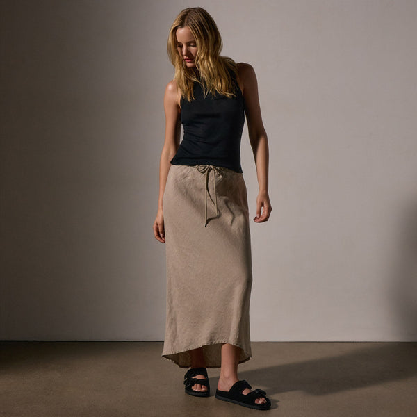 High Low Linen Skirt in Overcast Pigment | James Perse Los Angeles