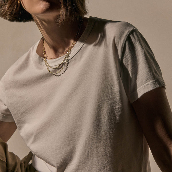 Shrunken Crew Neck Tee in White | James Perse Los Angeles