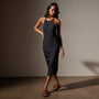Lightweight Matte Sateen Halter Neck Dress in Black | James Perse in Los Angeles