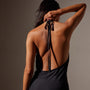 Lightweight Matte Sateen Halter Neck Dress in Black | James Perse in Los Angeles