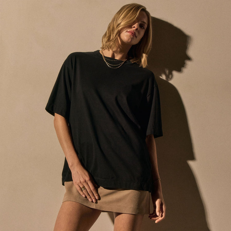 Heavy Luxe Jersey Oversized Tee in Black | James Perse Los Angeles
