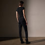 Stretch Lotus  Deep V Short Sleeve Tee  in Black | James Perse Los Angeles