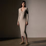 Stretch Lotus Deep V Dress  in Tan | James Perse Los Angeles