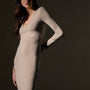 Stretch Lotus Deep V Dress  in Tan | James Perse Los Angeles