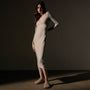 Stretch Lotus Deep V Dress  in Tan | James Perse Los Angeles