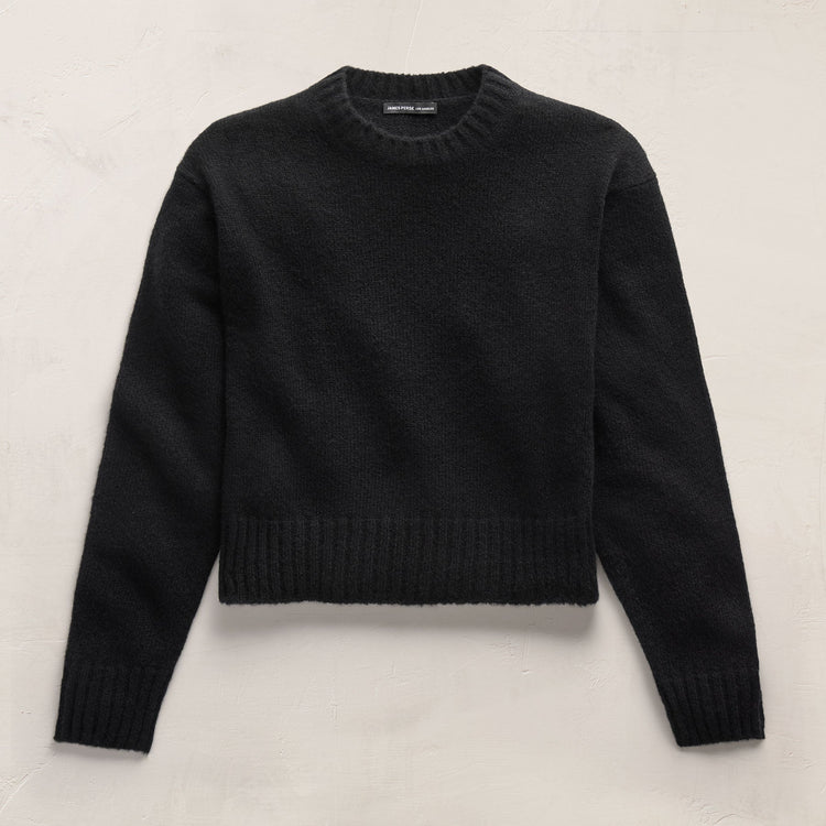 Lightweight Textured Cashmere Crew in True Black | James Perse Los Angeles