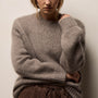 Lightweight Open Stitch Cashmere Crew in Beige Melange | James Perse Los Angeles