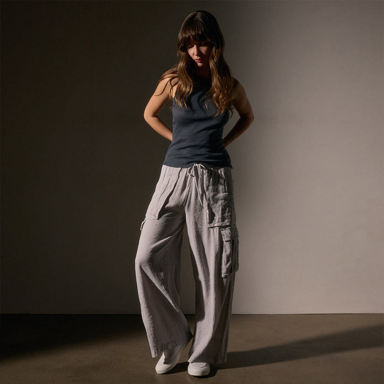 Wide Leg Linen Vscs Cargo Pant in Nimbus Pigment | James Perse Los Angeles
