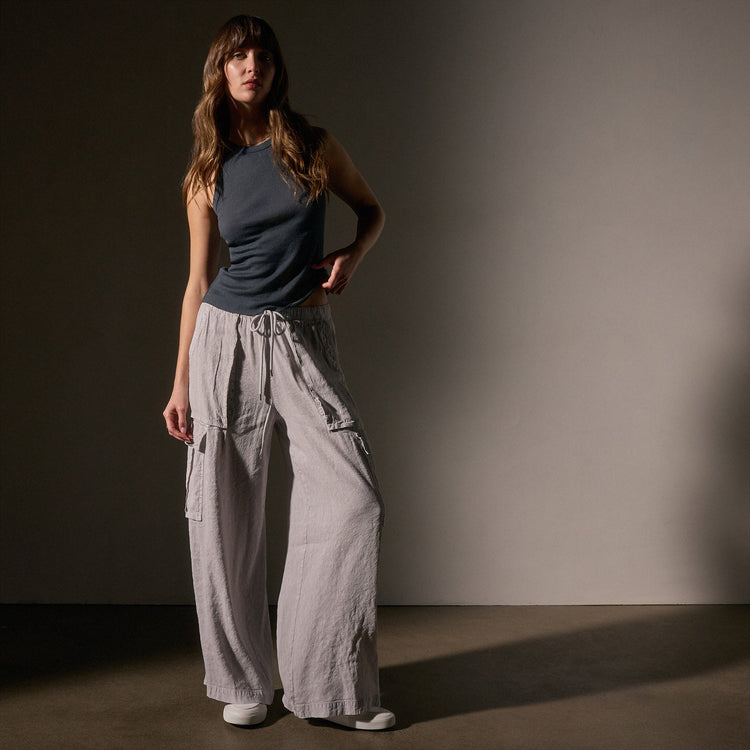 Wide Leg Linen Vscs Cargo Pant in Nimbus Pigment | James Perse Los Angeles