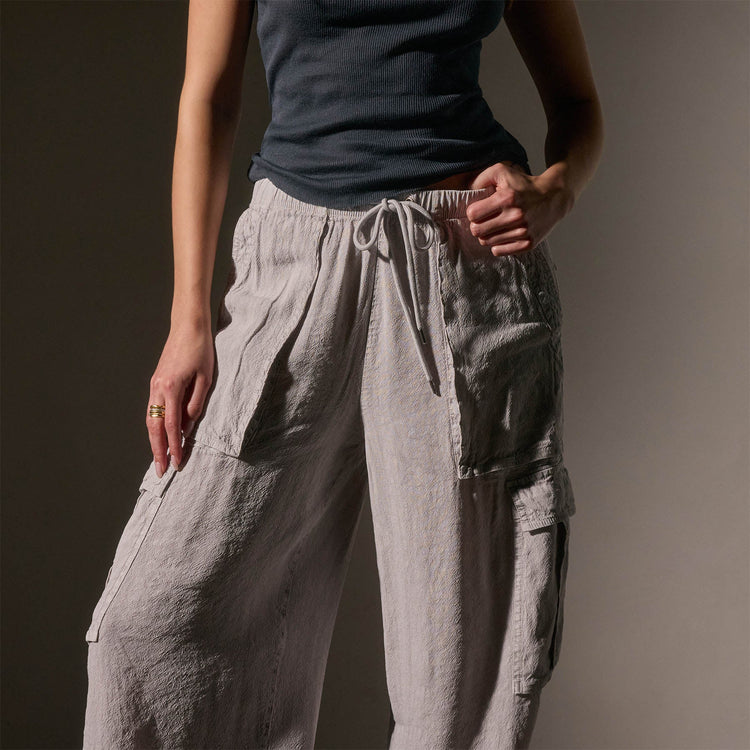 Wide Leg Linen Vscs Cargo Pant in Nimbus Pigment | James Perse Los Angeles