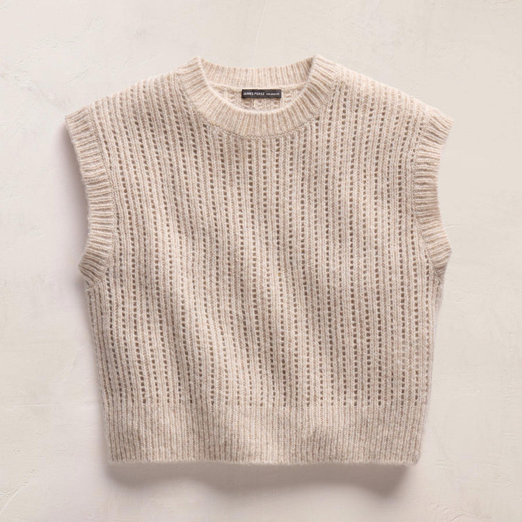 Open Stitch Vest in Alabaster Mix | James Perse Los Angeles