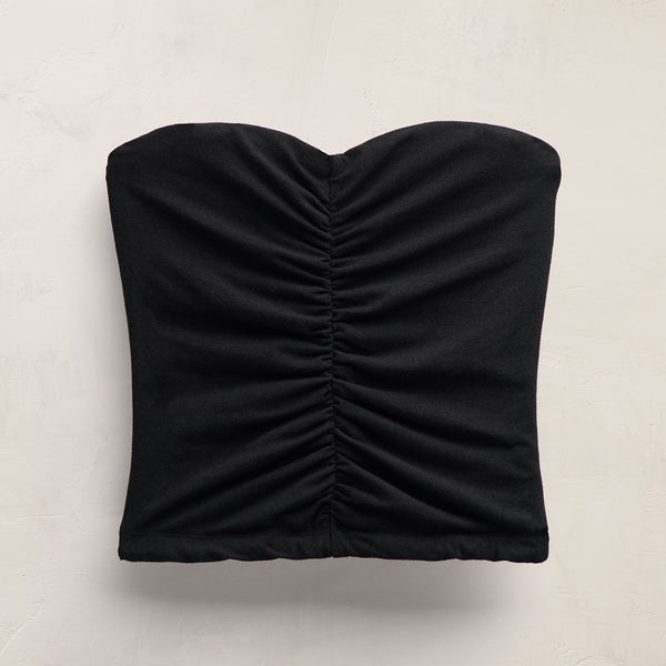 Ruched Strapless Top in Black | James Perse Los Angeles