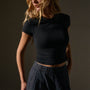 Short Sleeve Cropped Tee  in Black | James Perse Los Angeles