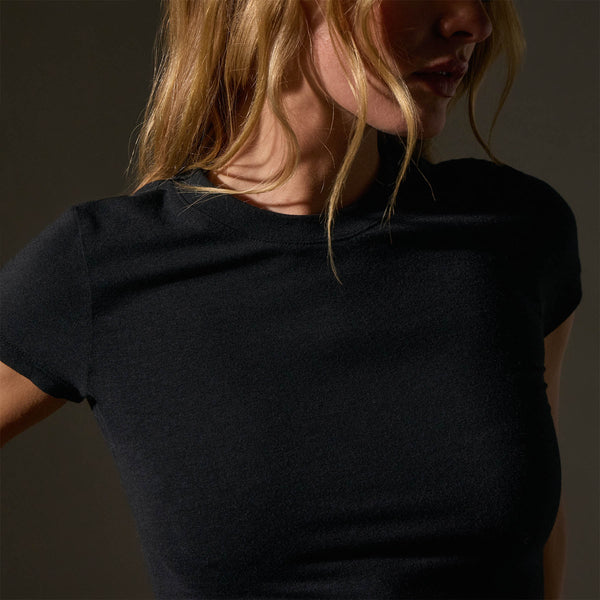 Short Sleeve Cropped Tee  in Black | James Perse Los Angeles