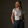 Short Sleeve Cropped Tee  in White | James Perse Los Angeles