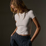 Short Sleeve Cropped Tee  in White | James Perse Los Angeles