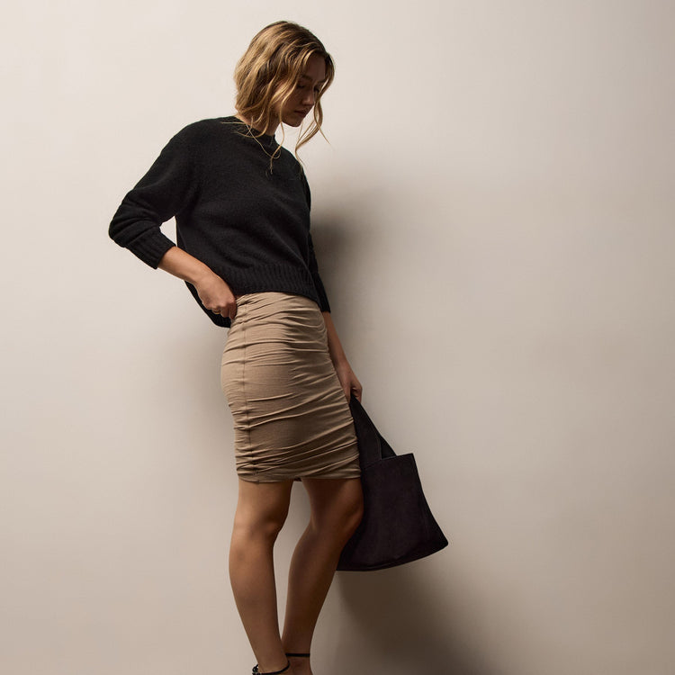 Stretch Melange Jersey Skirt in Coffee | James Perse Los Angeles