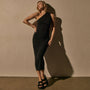 One Shoulder Ruched Dress in Black | James Perse Los Angeles