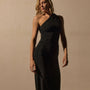One Shoulder Ruched Dress in Black | James Perse Los Angeles