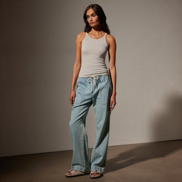 Ribbed High Neck Cami in Salt Pigment | James Perse Los Angeles