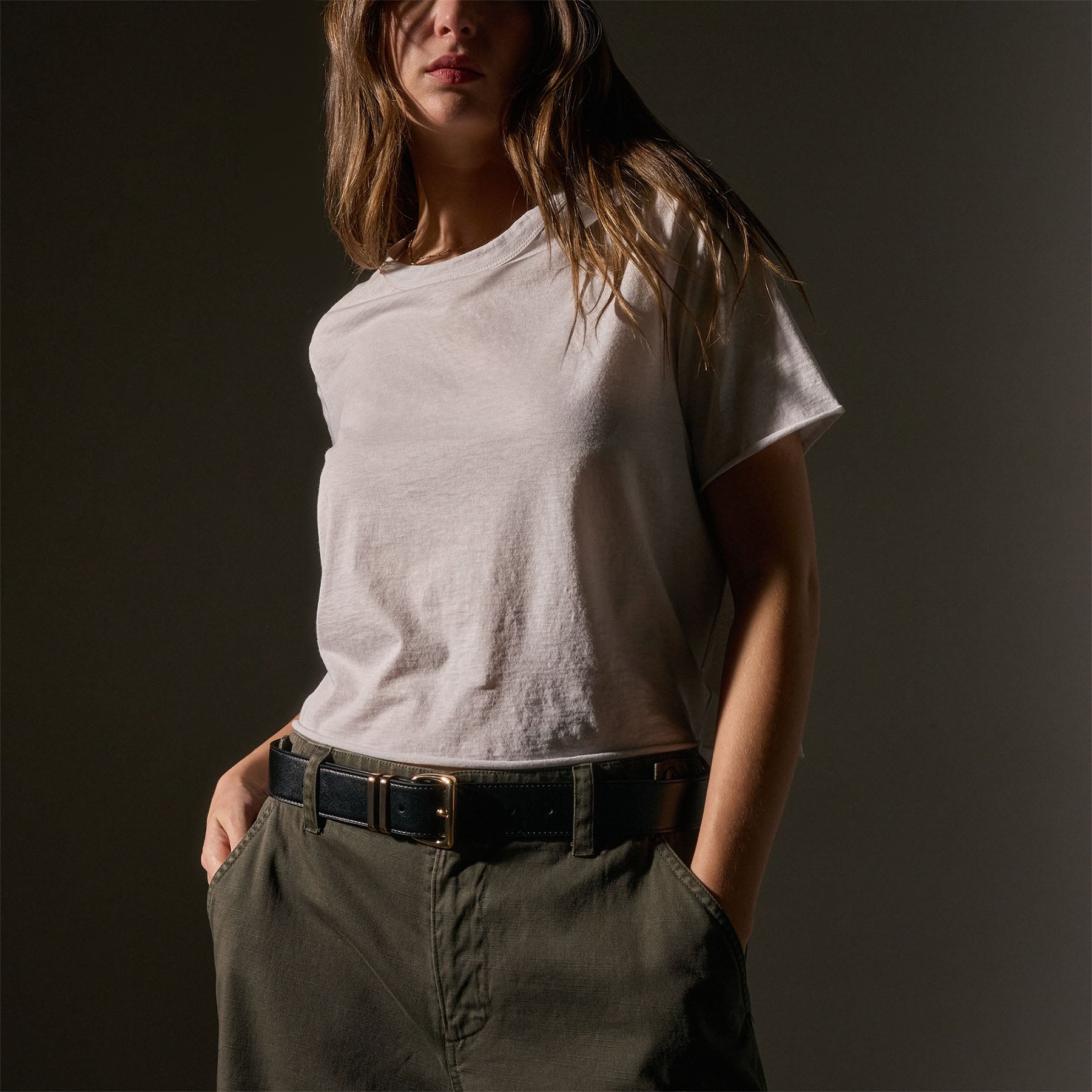 Cotton Linen Silk Tee - Light Mist