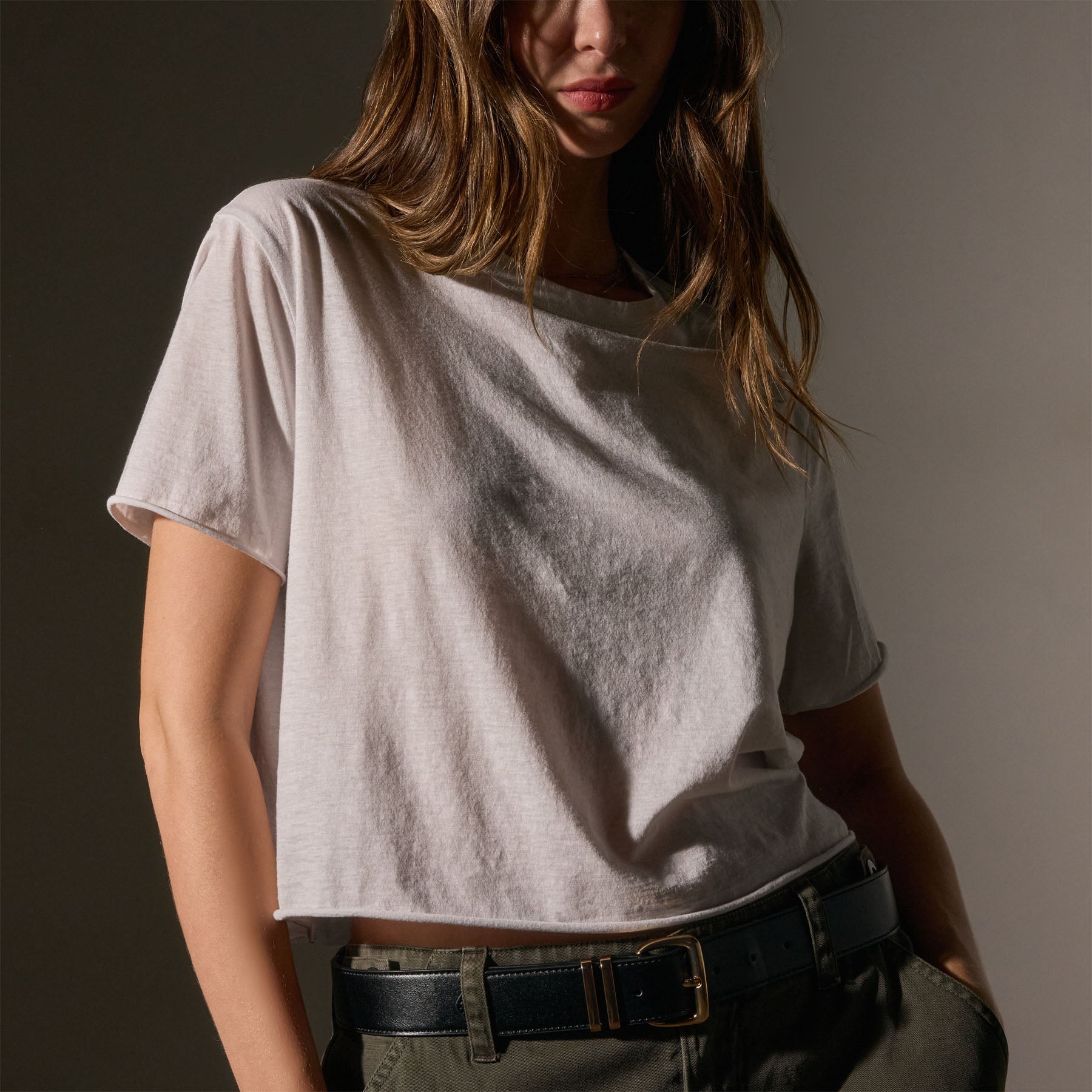 Cotton Linen Silk Jersey Tee in Light Mist | James Perse Los Angeles