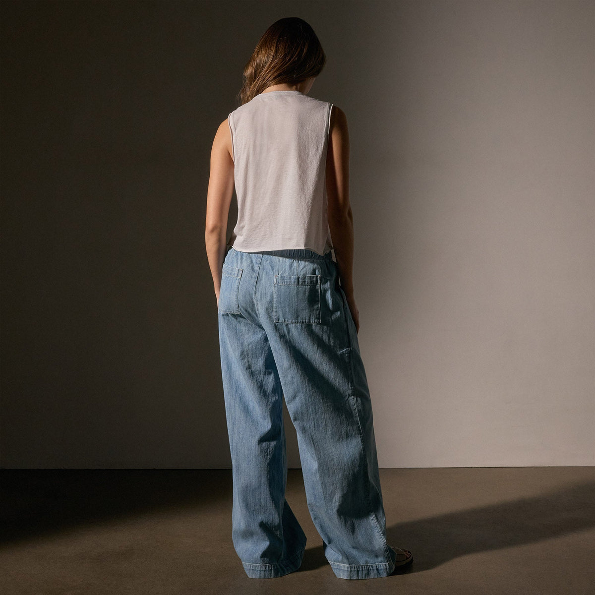 Cotton Linen Silk Shell Top in Light Mist | James Perse Los Angeles