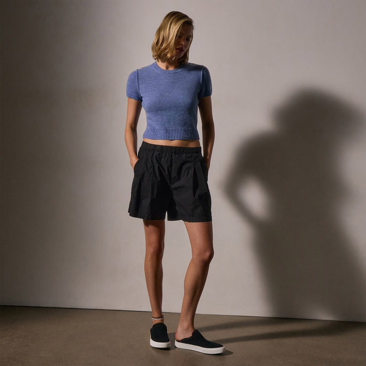 Soft Featherweight Cashmere Short Sleeve in Blue Sky | James Perse Los Angeles
