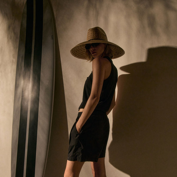 Stretch Poplin Elastic Short - Black