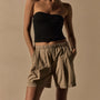 Stretch Poplin Elastic Short in Grout Pigment | James Perse Los Angeles