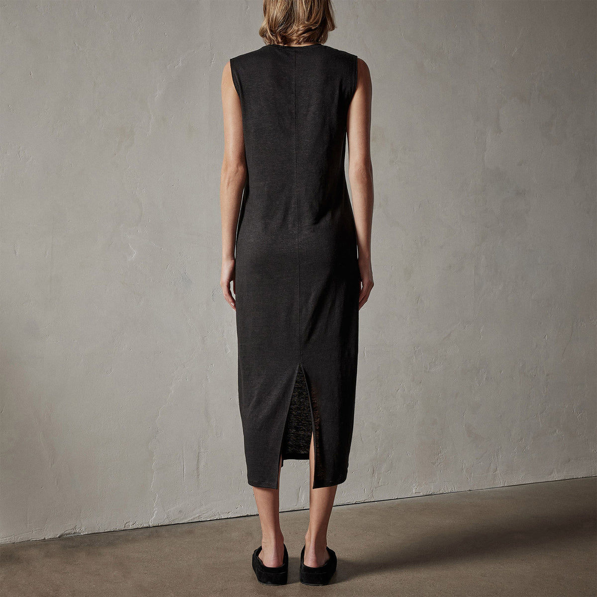 Linen Jersey Column Dress in Black | James Perse Los Angeles