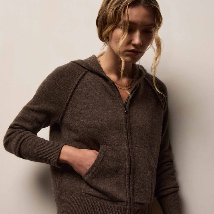 Recycled Cashmere Track Jacket in Porcupine | James Perse Los Angeles