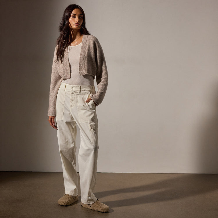 Recycled Cashmere Bolero in Beige Marl | James Perse Los Angeles